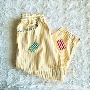 Vintage Patchwork Pants Baby 12 Months Yellow Striped Retro USA Hippie 80s READ